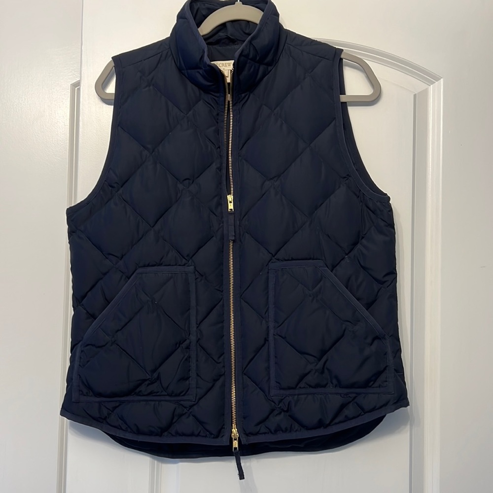 J Crew Factory navy quilted puffer vest size M